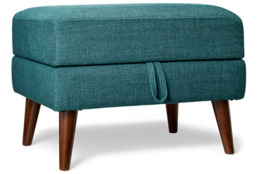Gracie Ottoman - Hinged Top Storage - Tapered Wooden Legs - Cozy Mid-Century Modern Design