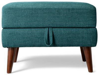 Gracie Ottoman - Hinged Top Storage - Tapered Wooden Legs - Cozy Mid-Century Modern Design