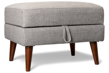 Gracie Ottoman - Hinged Top Storage - Tapered Wooden Legs - Cozy Mid-Century Modern Design