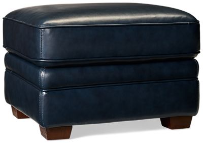 Duke Leather Ottoman - Top-Grain Leather - Smooth Upholstery - Plush Comfort