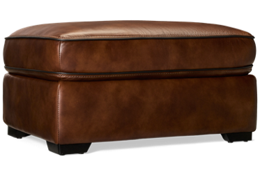 Atlas Leather Ottoman - Plush Top - Durable Top Grain Leather