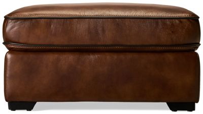Atlas Leather Ottoman - Plush Top - Durable Top Grain Leather