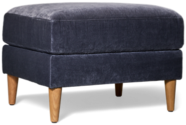 Design Lab Ottoman - Soft Blue Upholstery - Plush Rectangular Top - Light Wood Tapered Legs