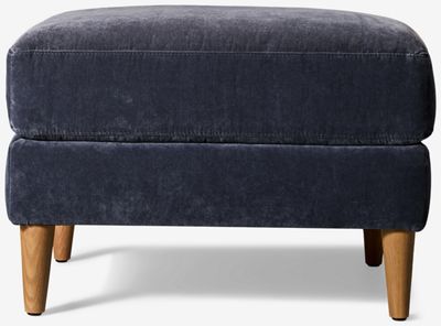 Design Lab Ottoman - Soft Blue Upholstery - Plush Rectangular Top - Light Wood Tapered Legs