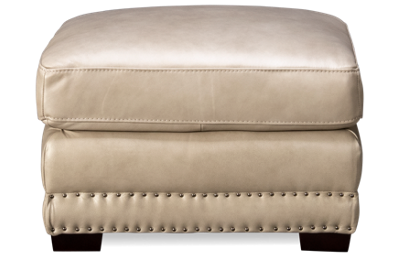 Everly Leather Ottoman with Nailhead