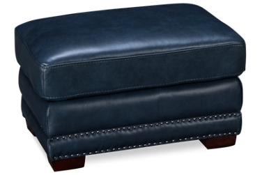 Everly Leather Ottoman with Nailhead