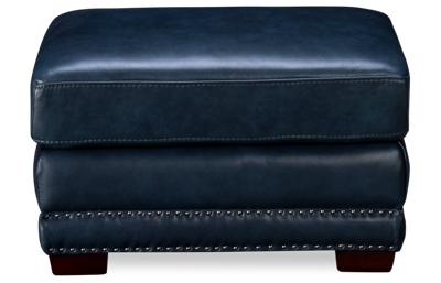 Everly Leather Ottoman with Nailhead