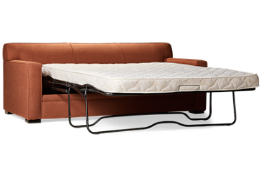Aurora Sleeper Sofa - Textured Upholstery - Track Arms - Two Stylish Toss Pillows - Queen Memory Foam Mattress