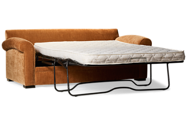 Stella Full Sleeper Sofa - Luxurious Velvety Upholstery - Rolled Arms - Two Toss Pillows - Full Memory Foam Mattress