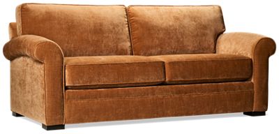 Stella Full Sleeper Sofa - Luxurious Velvety Upholstery - Rolled Arms - Two Toss Pillows - Full Memory Foam Mattress