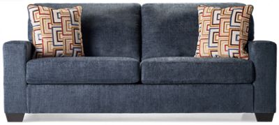 Timberlake Queen Sleeper Sofa - Soft Textured Polyester Fabric - Wide Track Arms - Two Coordinating Toss Pillows - Memory Foam Mattress