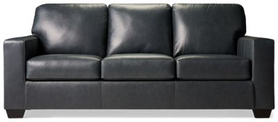 Arlington Leather Sleeper Sofa - Soft Top-Grain Leather - Track Arms - Pull-Out Queen Memory Foam Sleeper