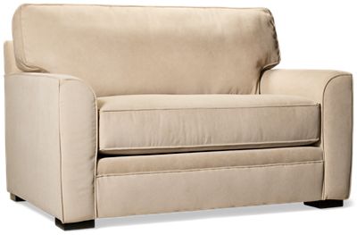 Luna Twin Sleeper Chair - Easy Care Fabric - Flared Arms - Fold-Out Memory Foam Mattress