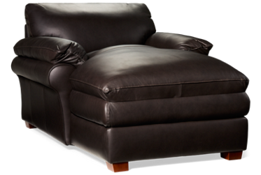 Hogan Leather Chaise Lounge - Luxurious Padded-Pillow Armrests - Sturdy Block Feet - Knife-Edged Cushions