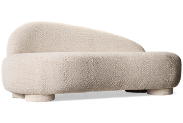 Cannes Left Side Facing Chaise Lounge - Art Deco Inspired - Elegant Curves - Soft Upholstery - Cushioned Comfort