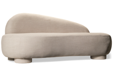Cannes Left Side Facing Chaise Lounge - Art Deco Inspired - Elegant Curves - Soft Upholstery - Cushioned Comfort