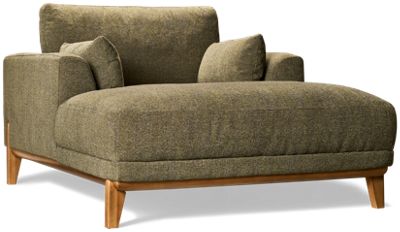 Meadow Chaise Lounge - Mid-Century Modern Design - Textured Upholstery - Two Lumbar Toss Pillows