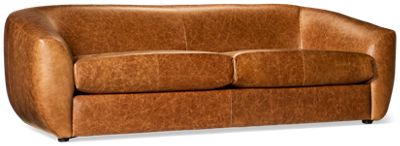 Sloane Sofa - Top-Grain Leather - Two Coordinating Toss Pillows - Elegant Low Profile Comfort