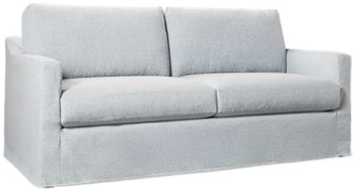 Wellfleet Sofa with Slipcover - Soft Polyester Fabric - Track Arms - Two Coordinating Toss Pillows - Coastal Charm