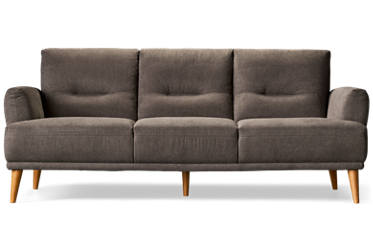 Kenmore Sofa - Soft Polyester Fabric - Flared Arms - Tufted Back and Seat Cushions - Scandinavian Inspired