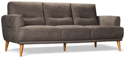 Kenmore Sofa - Soft Polyester Fabric - Flared Arms - Tufted Back and Seat Cushions - Scandinavian Inspired