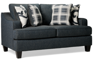 Truth Loveseat - Square Profile - Plush Back And Seat Cushions - Sloped Track Arms - Four Patterned Toss Pillows