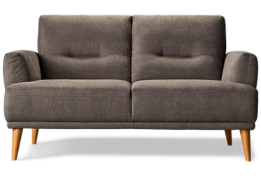 Kenmore Loveseat - Soft Polyester Fabric - Flared Arms - Tufted Back and Seat Cushions - Scandinavian Inspired