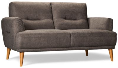Kenmore Loveseat - Soft Polyester Fabric - Flared Arms - Tufted Back and Seat Cushions - Scandinavian Inspired