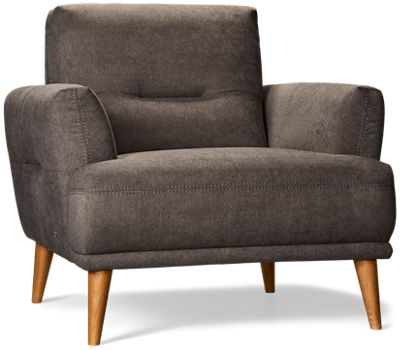 Kenmore Chair - Soft Polyester Fabric - Flared Arms - Tufted Back and Seat Cushions - Scandinavian Inspired