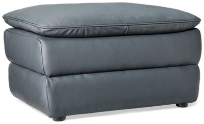 Paxton Leather Ottoman - Top-Grain Leather - Rectangular Silhouette - Pillowtop Cushion - Cloud-Like Comfort