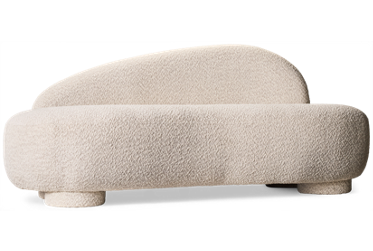 Cannes Right Side Facing Chaise Lounge - Art Deco Inspired - Elegant Curves - Soft Upholstery - Cushioned Comfort