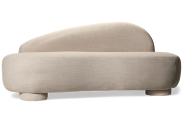 Cannes Right Side Facing Chaise Lounge - Art Deco Inspired - Elegant Curves - Soft Upholstery - Cushioned Comfort