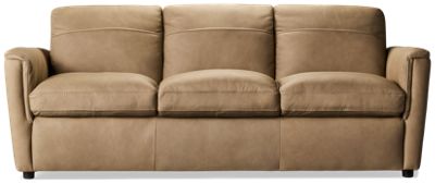 Quincy Leather Sofa - Top Grain Leather - High-Resiliency Foam Cushions - Plush Pillow Backs - Cozy Box Seats