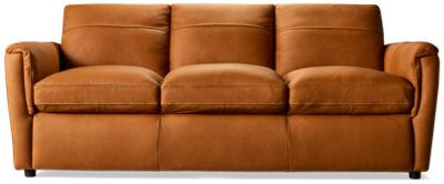 Quincy Leather Sofa - Top Grain Leather - High-Resiliency Foam Cushions - Plush Pillow Backs