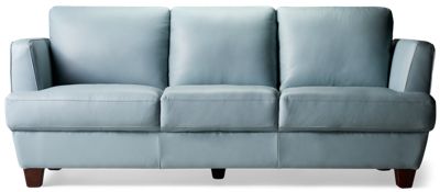 Brighton Leather Sofa - Flared Track Arms - Plush Cushions - Tapered Square Legs - Soft Leather