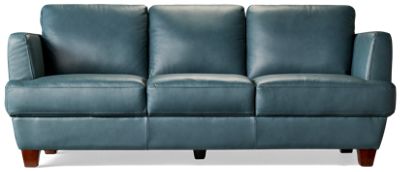 Brighton Leather Sofa - Flared Track Arms - Plush Cushions - Tapered Square Legs - Soft Leather
