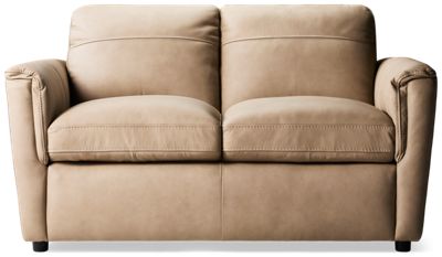 Quincy Leather Loveseat - Top Grain Leather - High-Resiliency Foam Cushions - Plush Pillow Backs - Cozy Box Seats