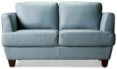 Brighton Leather Loveseat - Flared Track Arms - Plush Cushions - Tapered Square Legs - Soft Leather