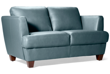 Brighton Leather Loveseat - Flared Track Arms - Plush Cushions - Tapered Square Legs - Soft Leather