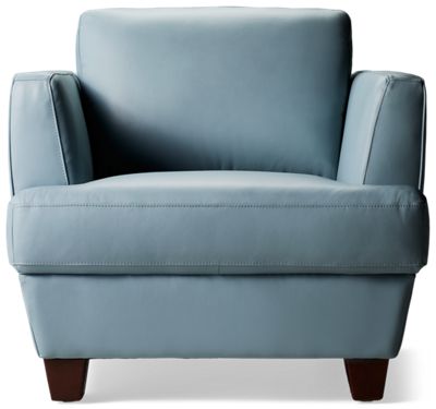 Brighton Leather Chair - Flared Track Arms - Plush Cushions - Tapered Square Legs - Soft Leather
