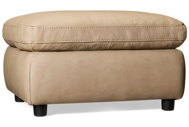 Quincy Leather Ottoman - Transitional Rectangular Design - Plush Pillow Top - Small Round Feet - Detailed Stitching