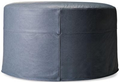 Chatham Leather Round Ottoman with Slipcover