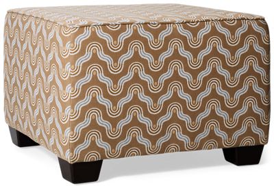 Jupiter Cube Ottoman - Easy Care Sunbrella - Tapered Square Legs - Transitional Style