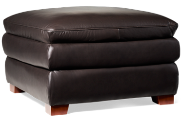 Hogan Large Leather Ottoman - Stylish Versatility - Comfortable Footrest - Spacious Top - Block Wooden Legs