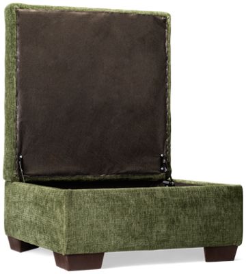 Puzzle Storage Ottoman - Soft Polyester Fabric - Square Block Feet - Hinged Top - Versatile Footrest and Hidden Storage