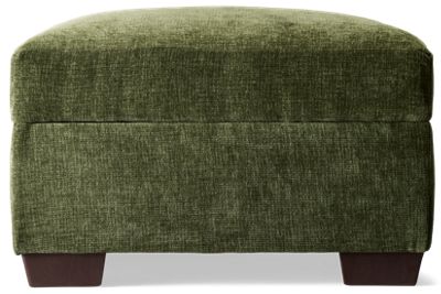 Puzzle Storage Ottoman - Soft Polyester Fabric - Square Block Feet - Hinged Top - Versatile Footrest and Hidden Storage