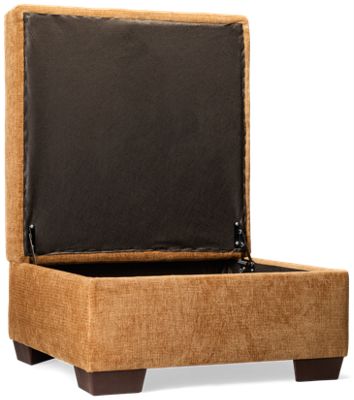 Puzzle Storage Ottoman - Soft Polyester Fabric - Square Block Feet - Hinged Top - Versatile Footrest and Hidden Storage