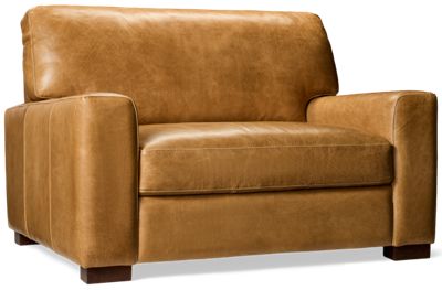 Cortona Leather Chair & 1/2 - Track Arms - Cushioned Box Seats - Top Grain Leather - Ultimate Comfort