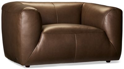 Himalaya Leather Chair and 1/2 - Top-Grain Leather - One Coordinating Toss Pillow - Ultra-Cushioned Comfort