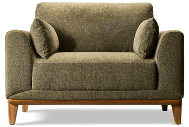 Meadow Chair & 1/2 - Mid-Century Modern Design - Textured Upholstery - Two Lumbar Toss Pillows